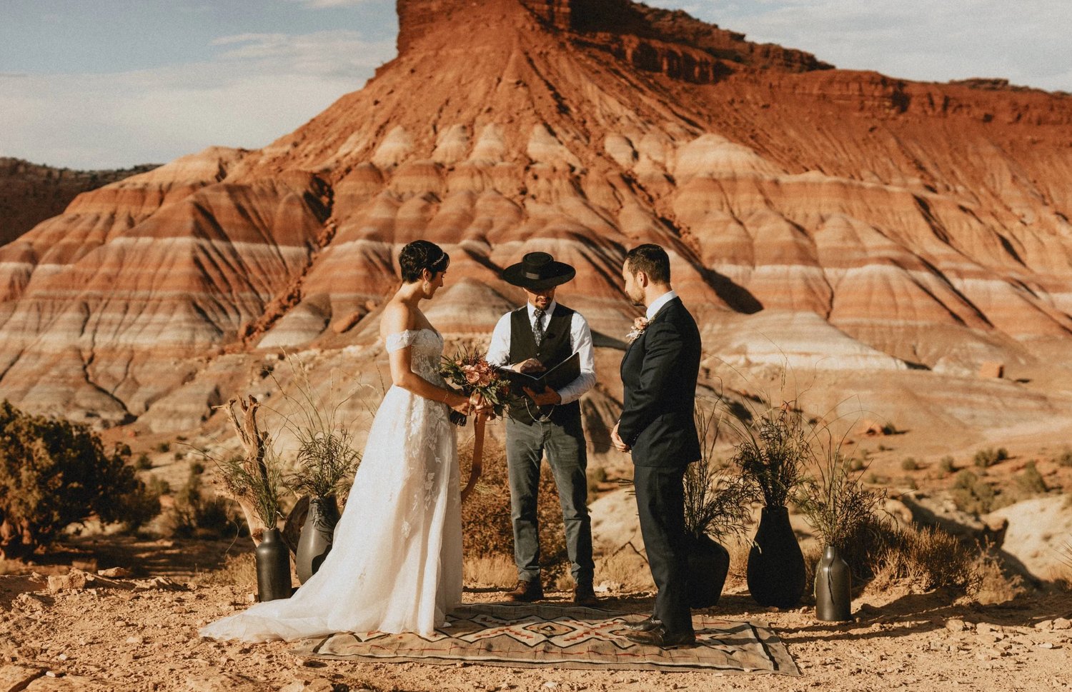 Outland Officiants marrying a couple in red rock scenery elopement ceremony