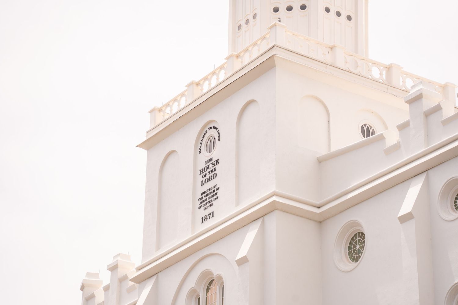 Saint George LDS Temple on a sunny summer day