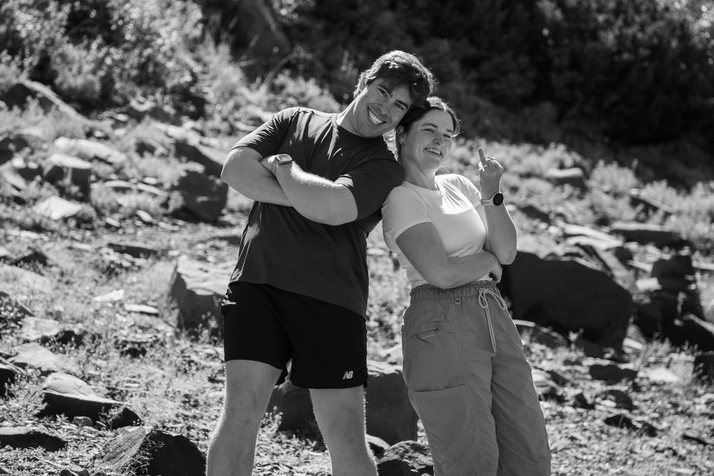 Couple hiking together on a mountain trail near Park City, Utah